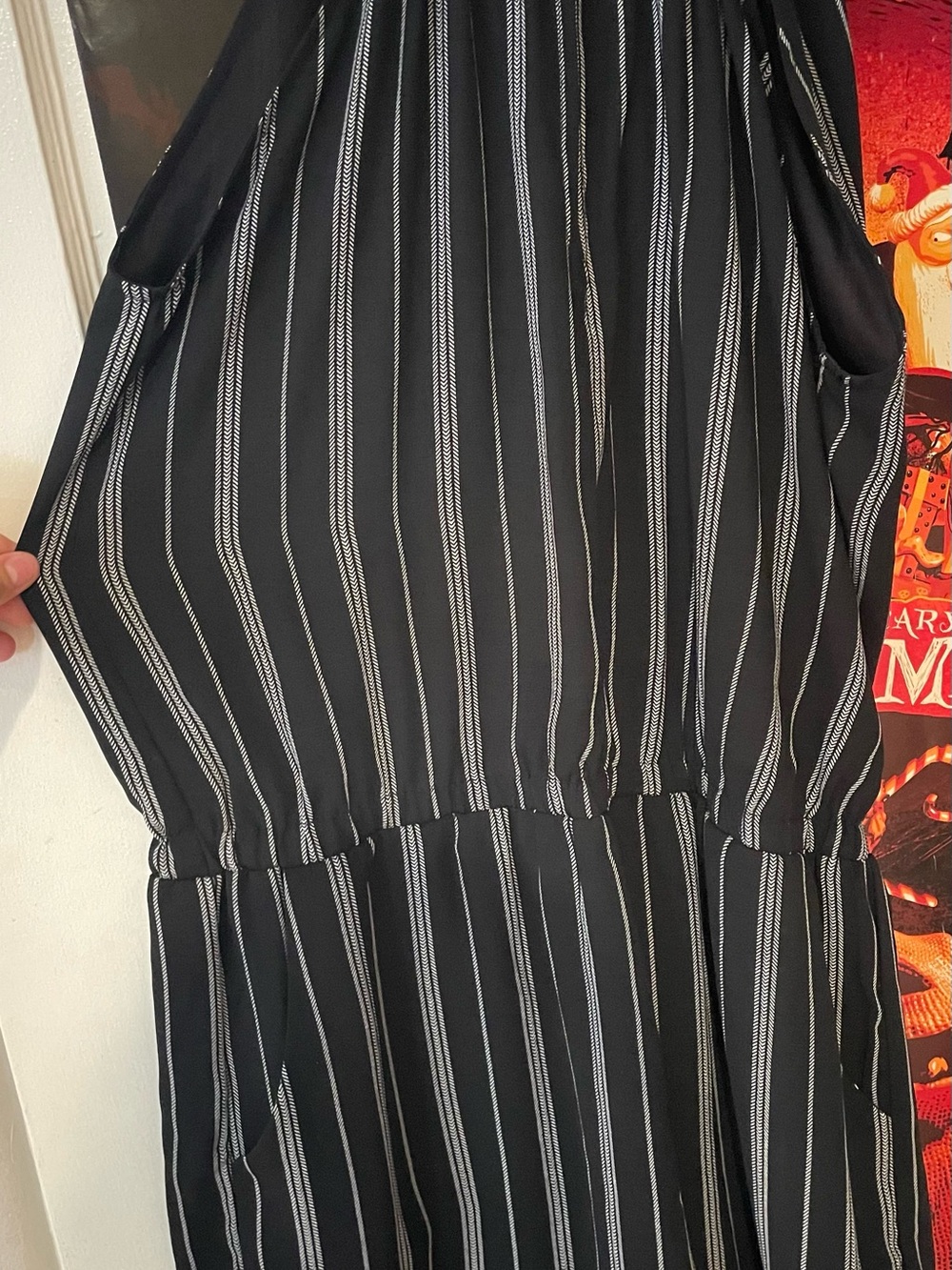 Black Striped Women’s Romper - Classic Halter Style